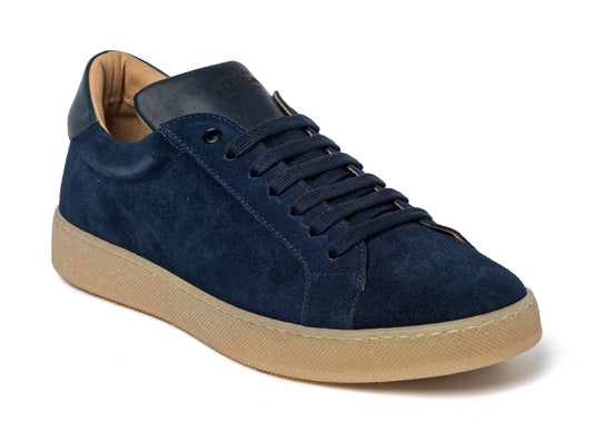 Navy Leather Suede Sneakers for Men 2828-NV.