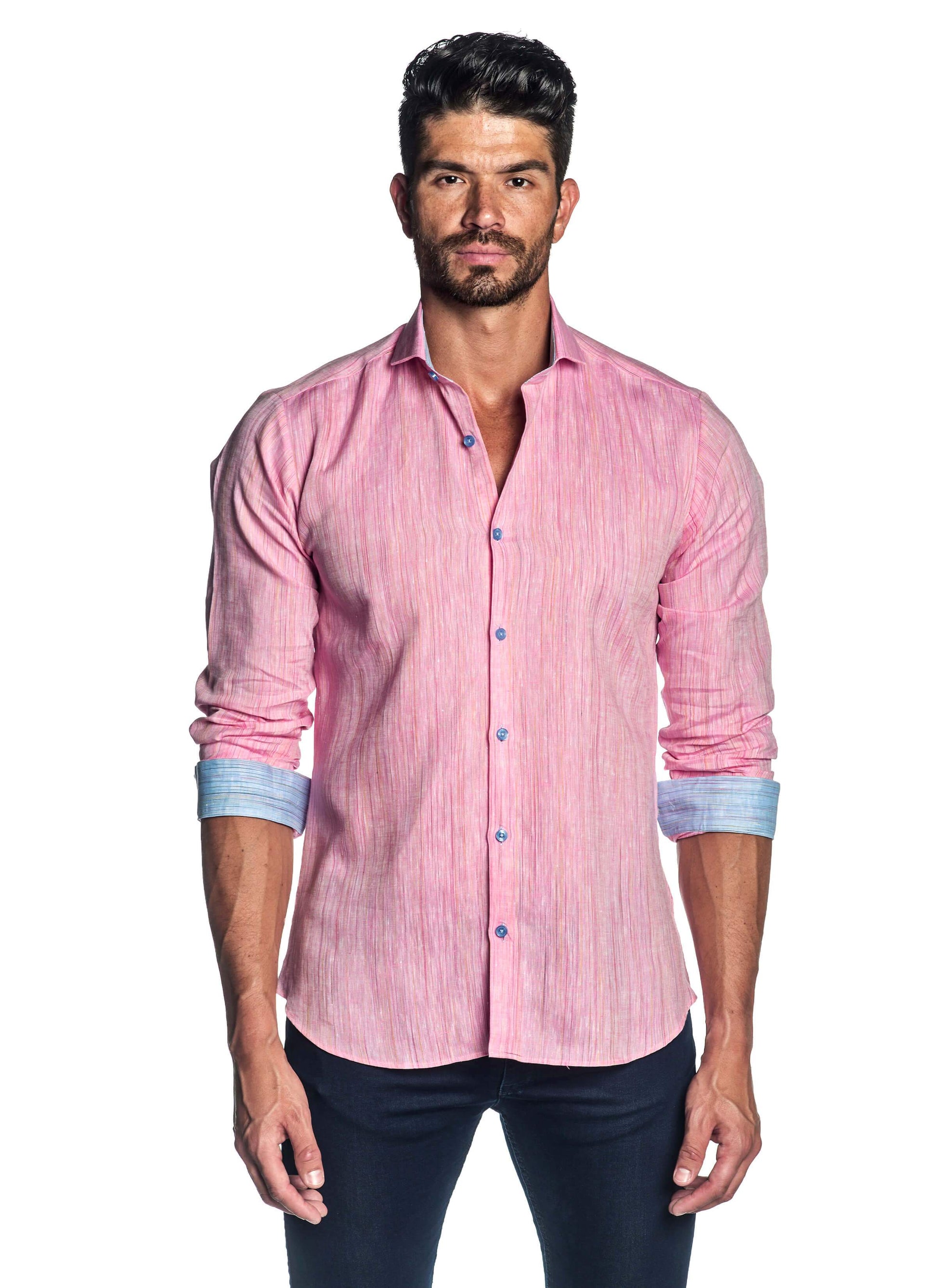 Pink Melange Shirt for Men AH-ITA-T-9014 - Front - Jared Lang