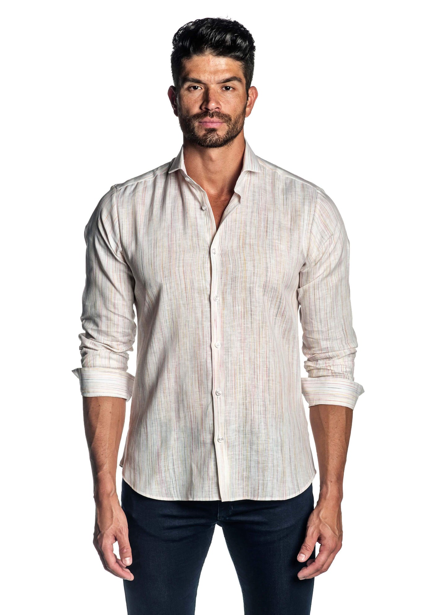 White Melange Shirt for Men AH-ITA-T-9015 - Front - Jared Lang