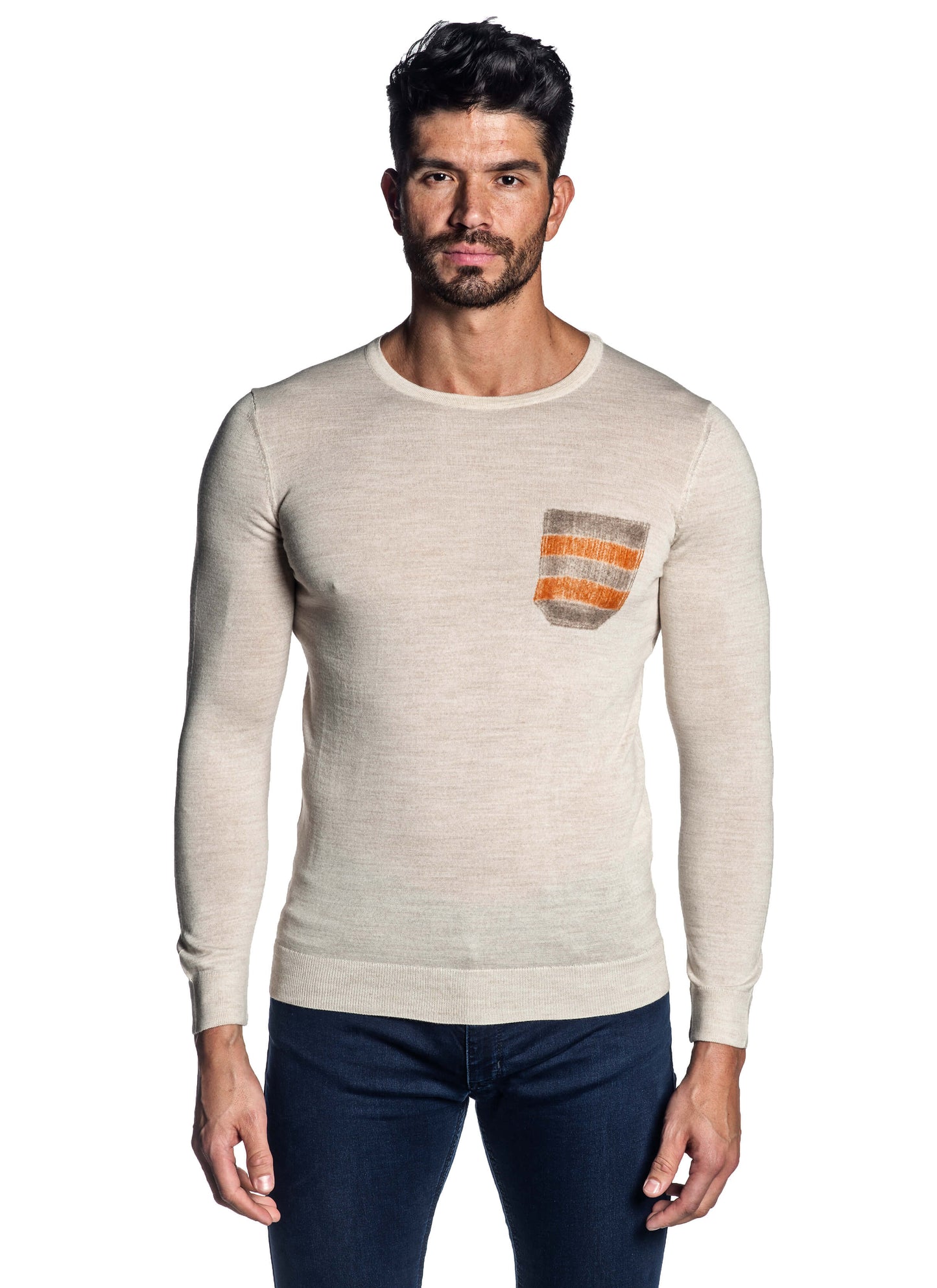 Off-White Crew Neck Sweater for Men H-02682-05 - Front - Jared Lang