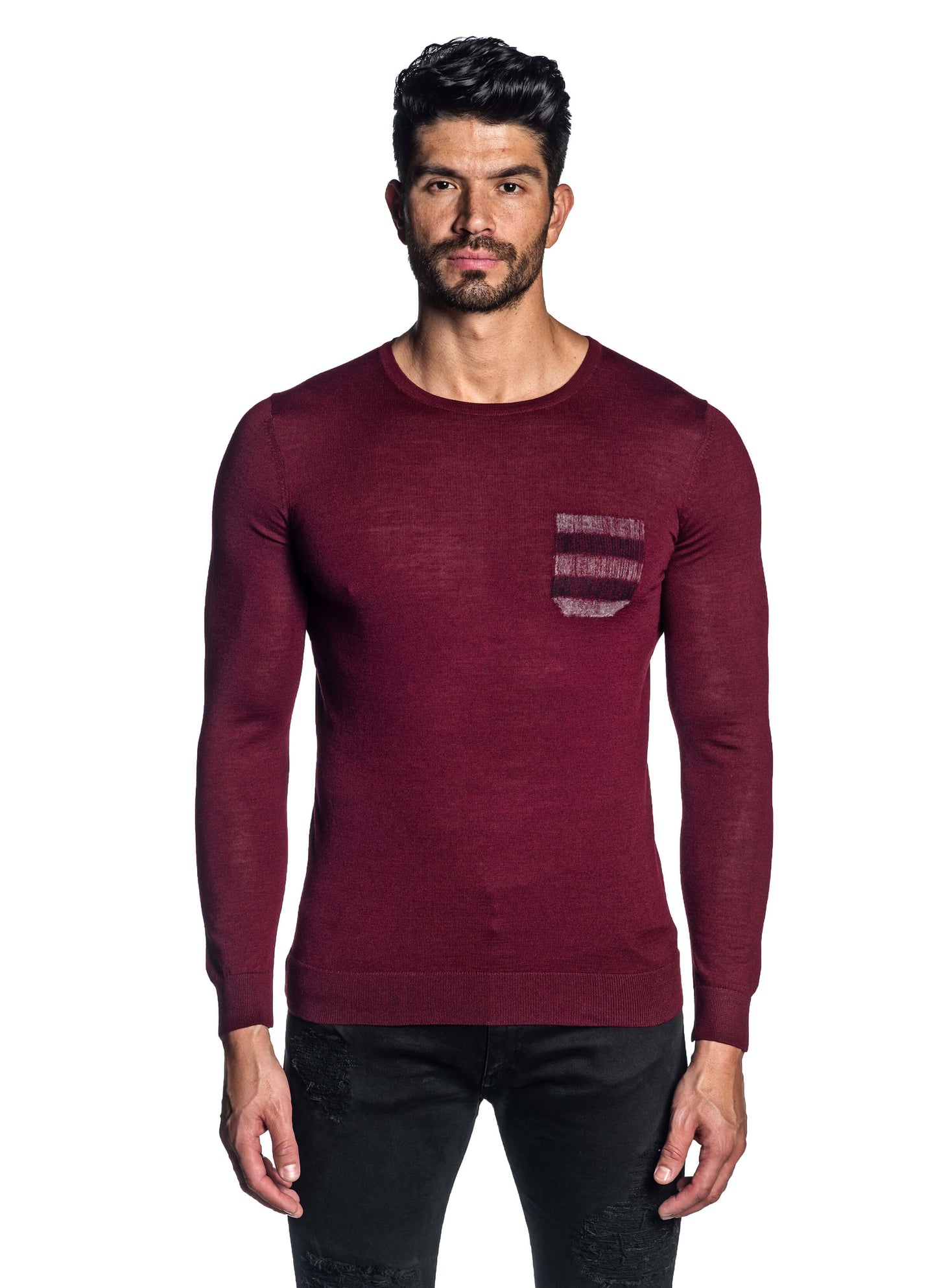 Red Crew Neck Sweater for Men H-02682-06 - Front - Jared Lang