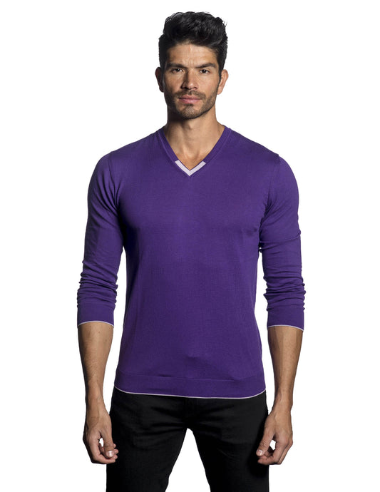 Purple Sweater V-Neck for Men JL-01-V - Jared Lang