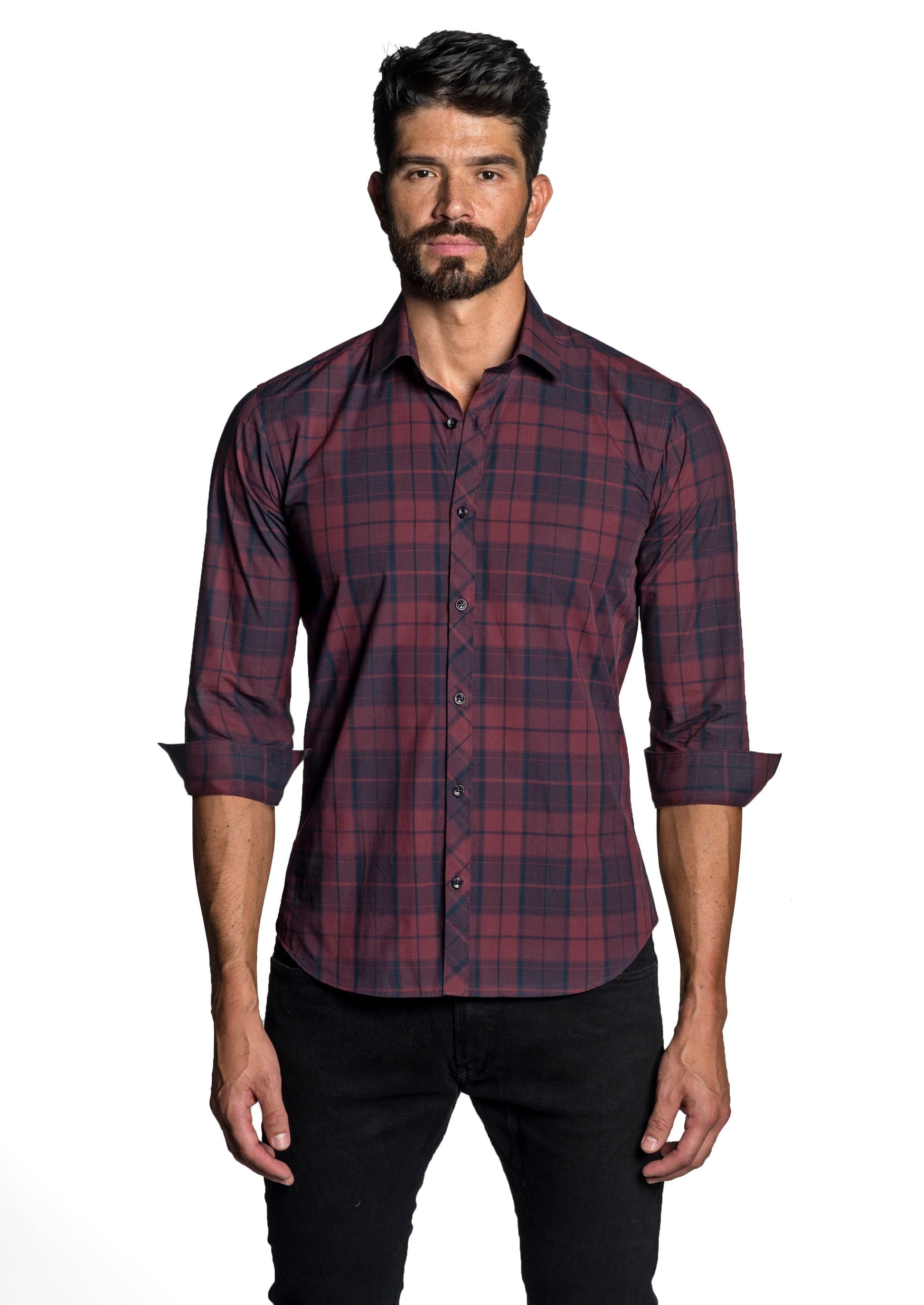 Maroon Long Sleeve Shirt OT-6622 - Front - Jared Lang