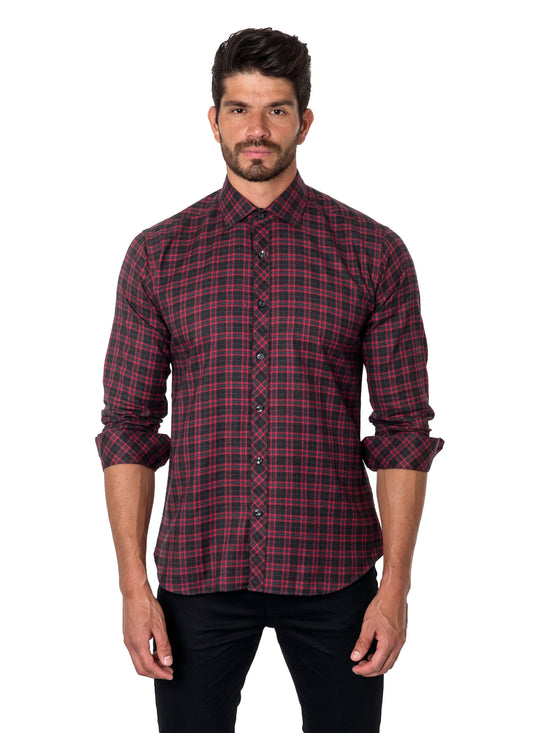 Grey Red Plaid Shirt for Men OTW-09.