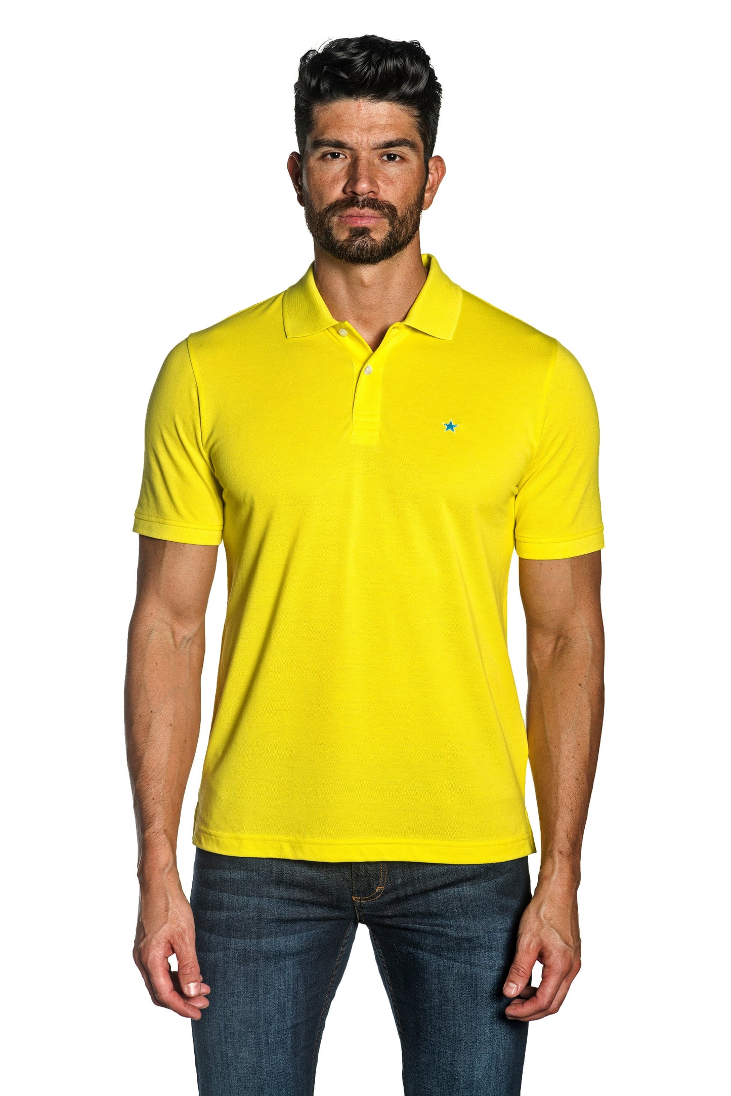 Yellow Mens Polo With Star Embroidery P-20.