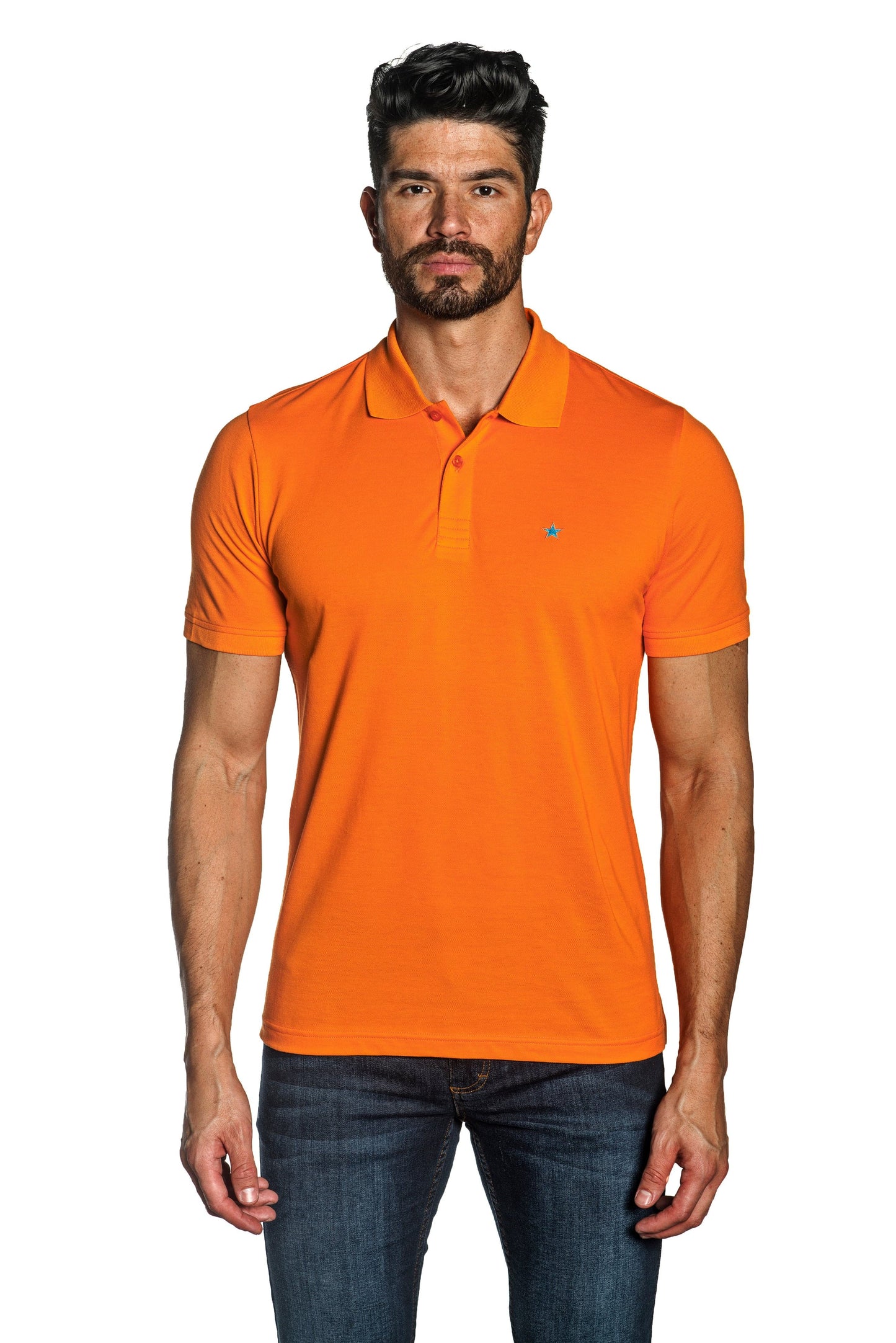 Orange Mens Polo With Star Embroidery P-21.