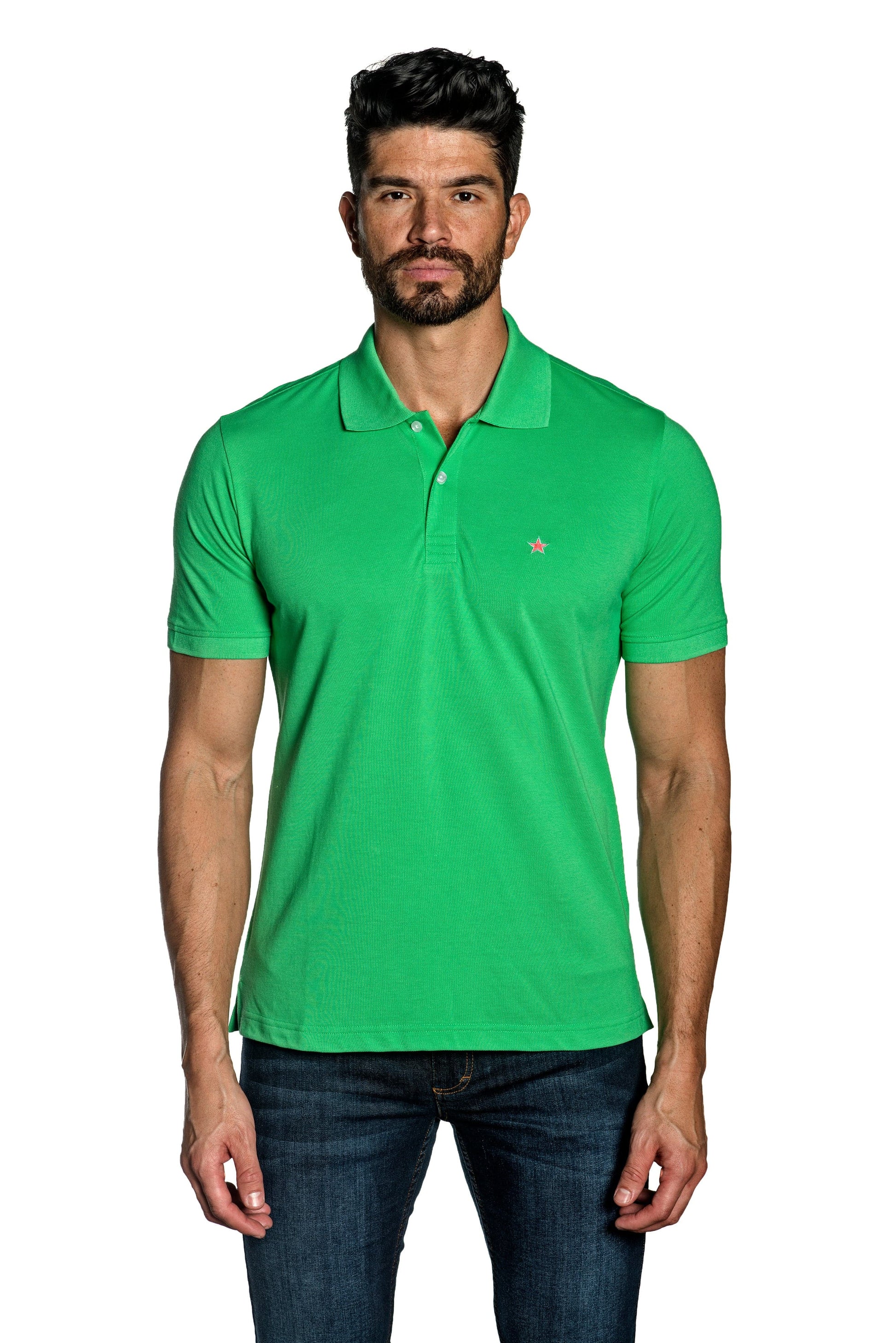 Green Mens Polo With Star Embroidery P-23.