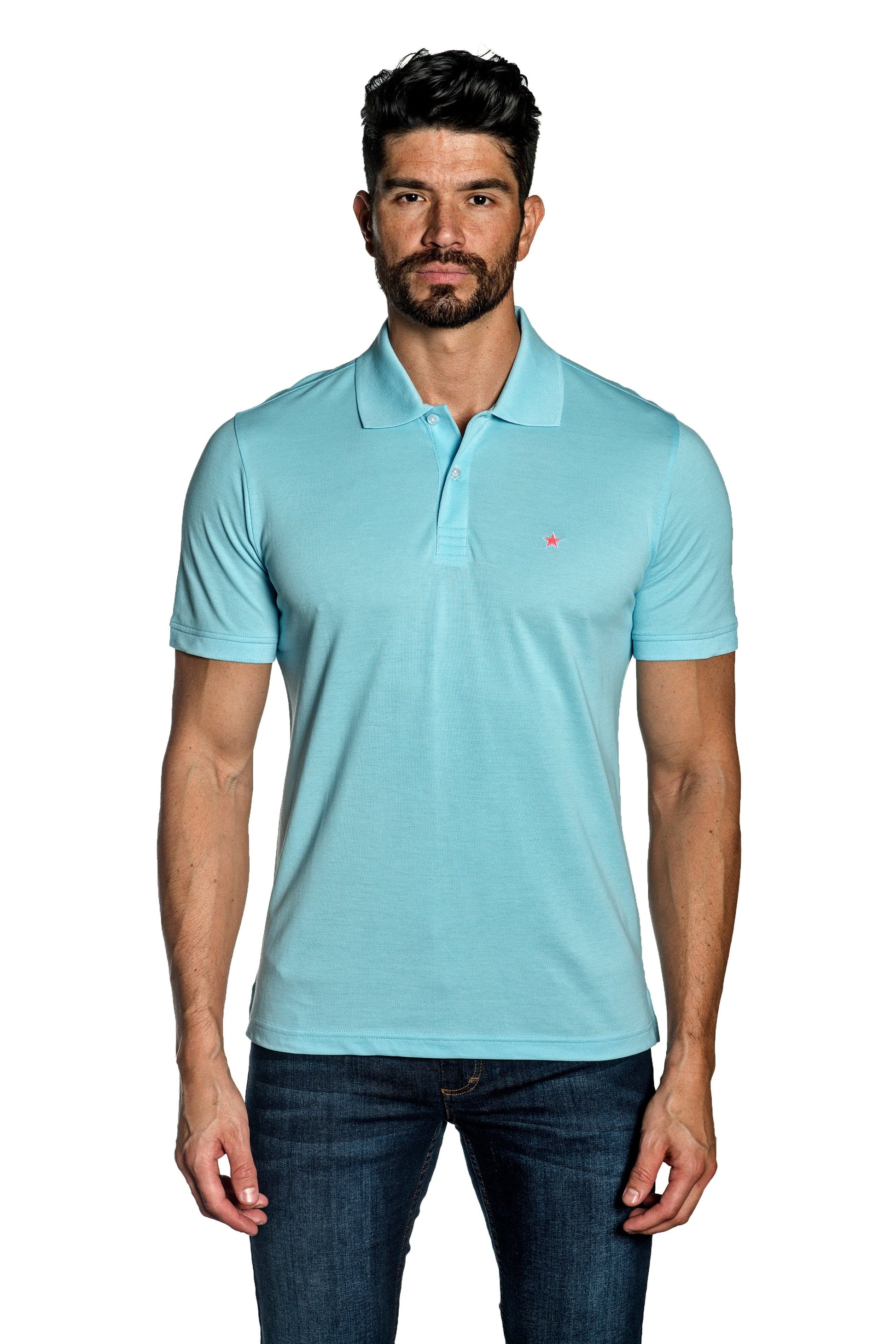 Light Blue Mens Polo With Star Embroidery P-25.