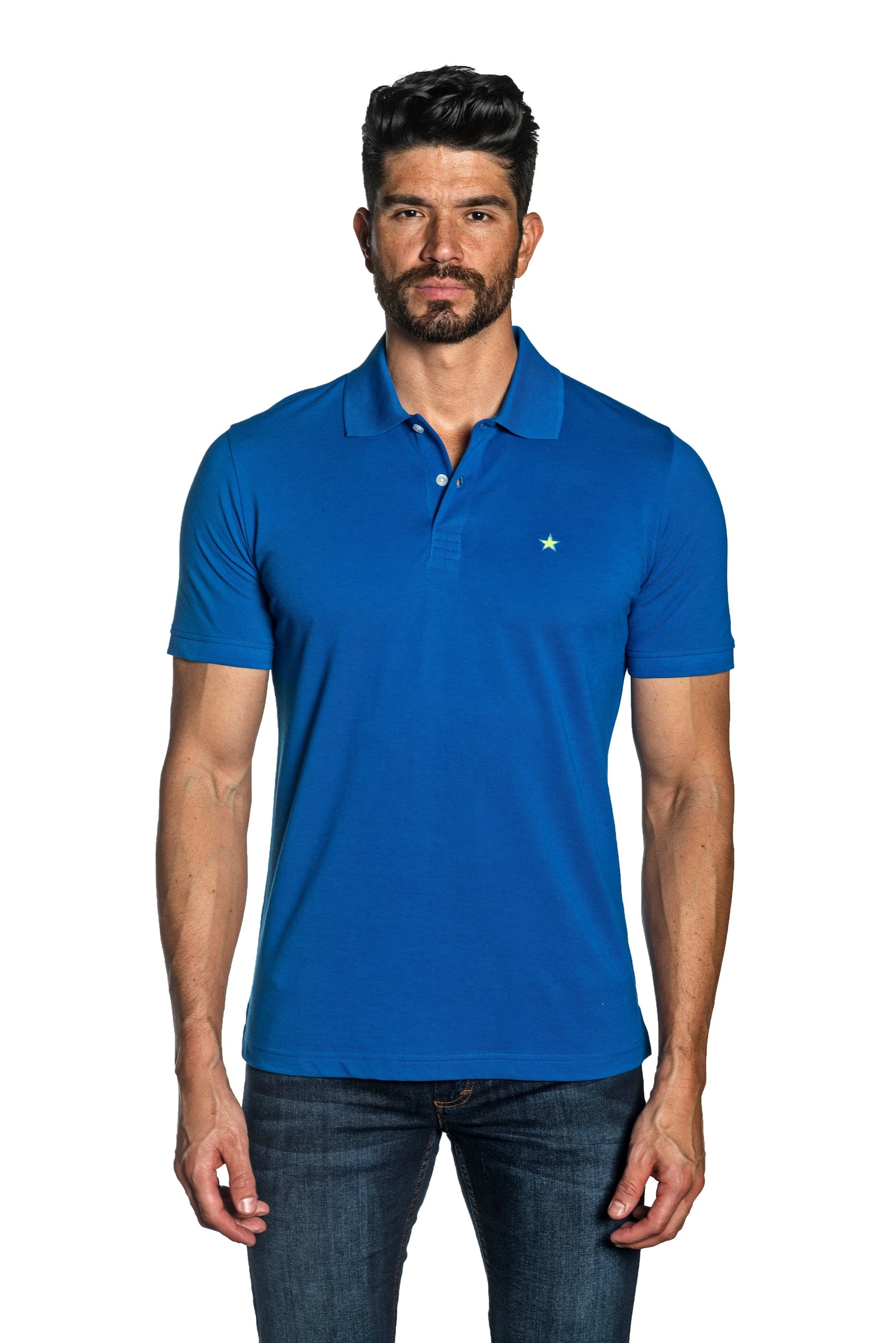 Blue Mens Polo With Star Embroidery P-28.