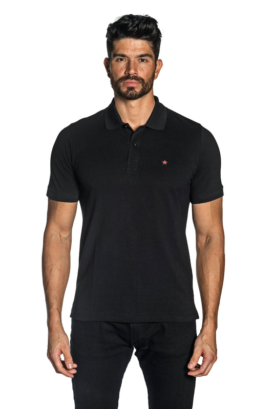 Black Mens Polo With Star Embroidery P-29.