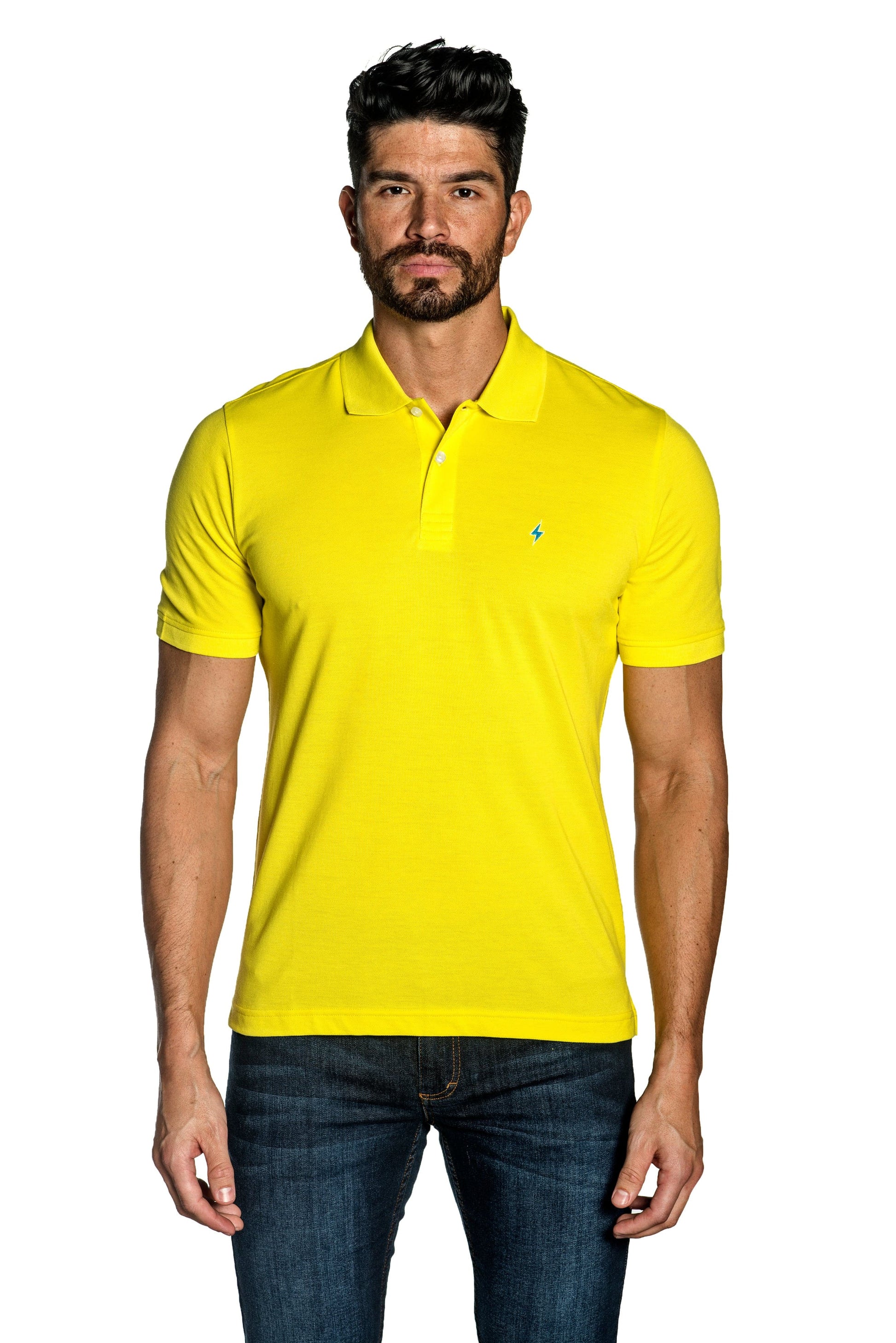 Yellow Mens Polo With Lightning Embroidery P-30.