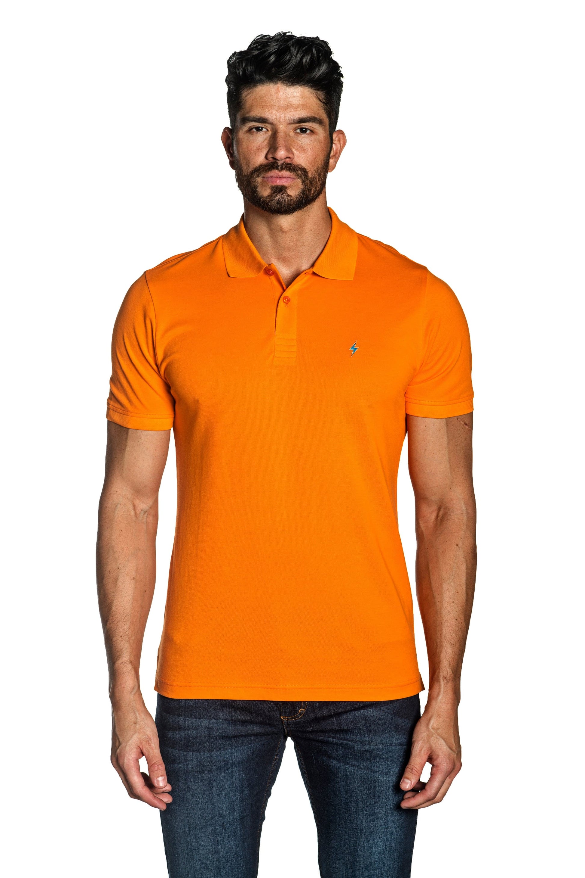 Orange Mens Polo With Lightning Embroidery P-31.