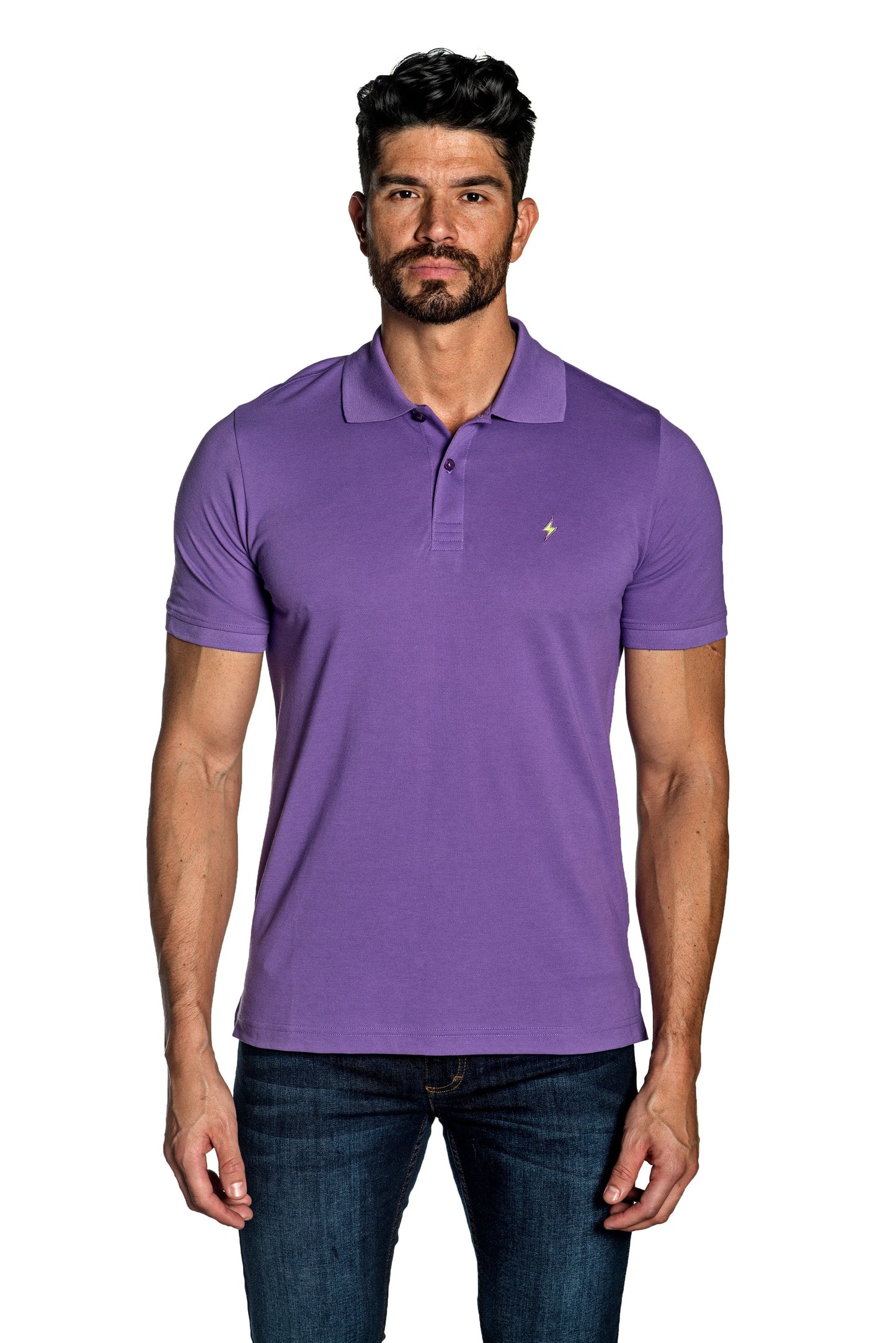 Purple Mens Polo With Lightning Embroidery P-34.