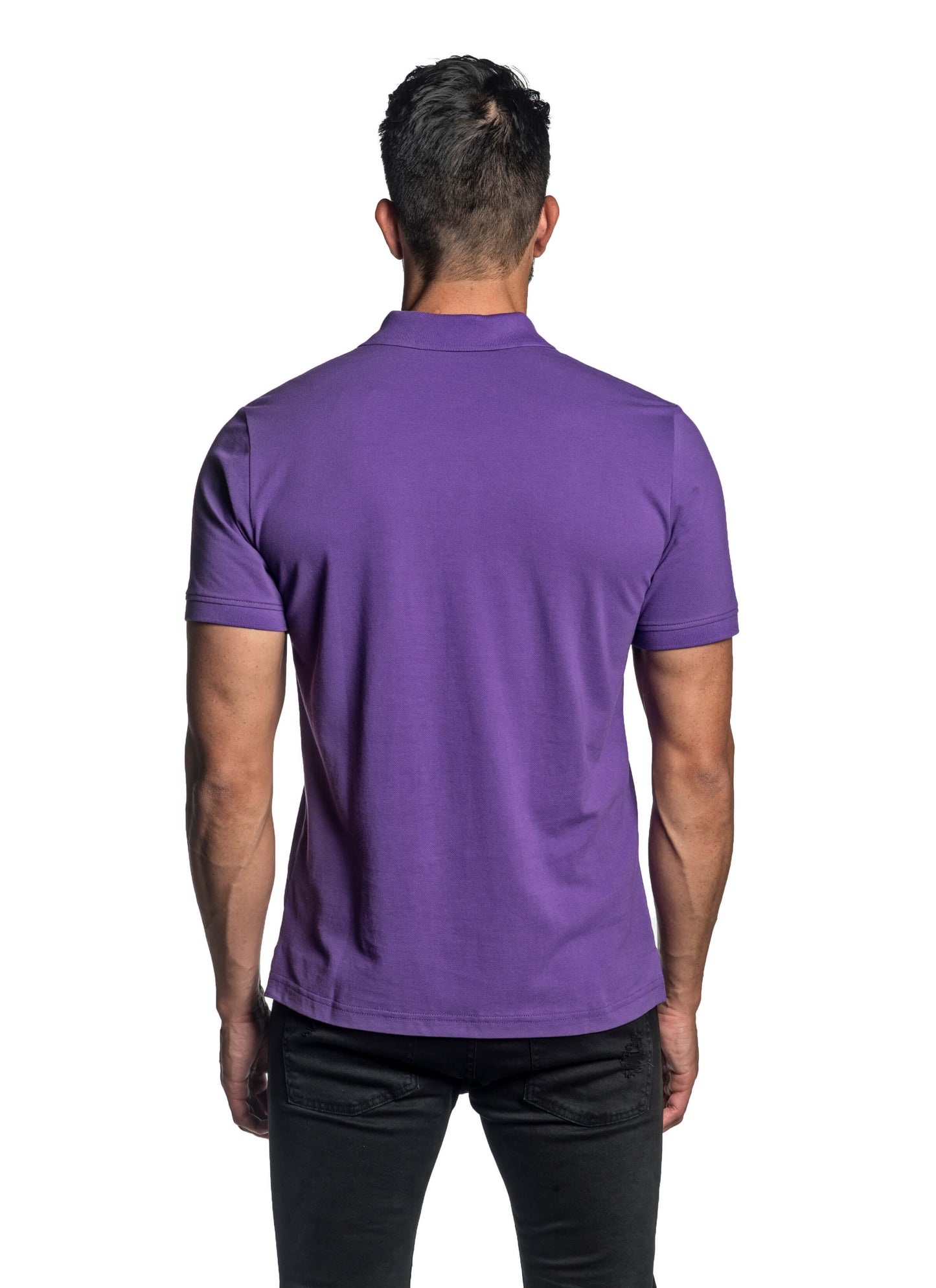 Purple with Dinosaur Pima Cotton Polo for Men P-45 - Back - Jared Lang