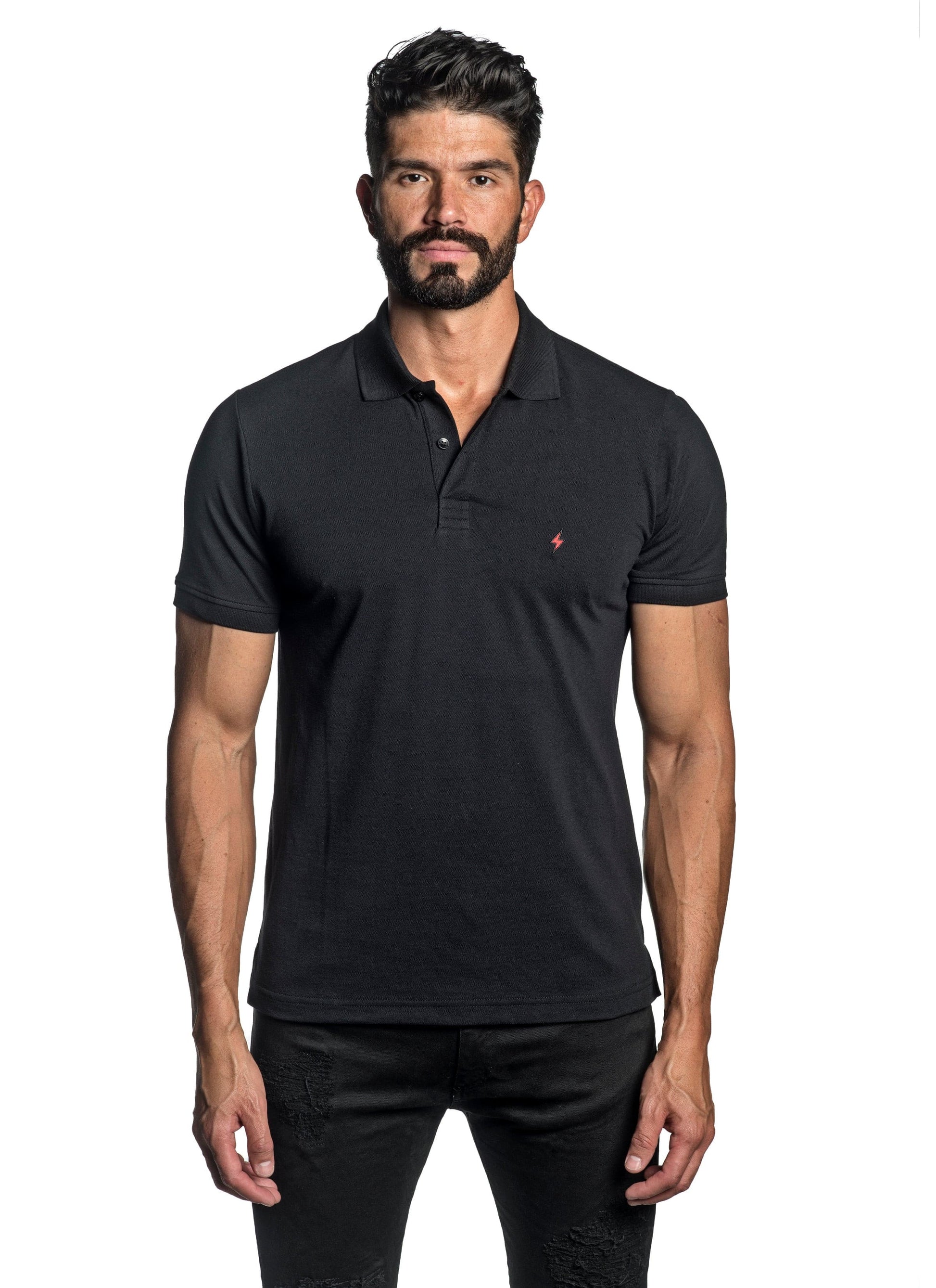 Black with Lightning Pima Cotton Polo for Men P-63.