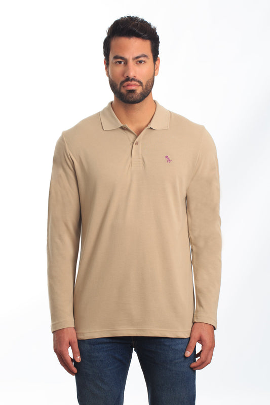 Sand Long Sleeve Polo PL-103 Front