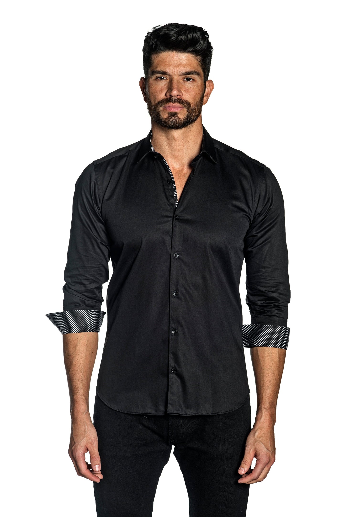 Black Long Sleeve Shirt T-2072 - Front - Jared Lang