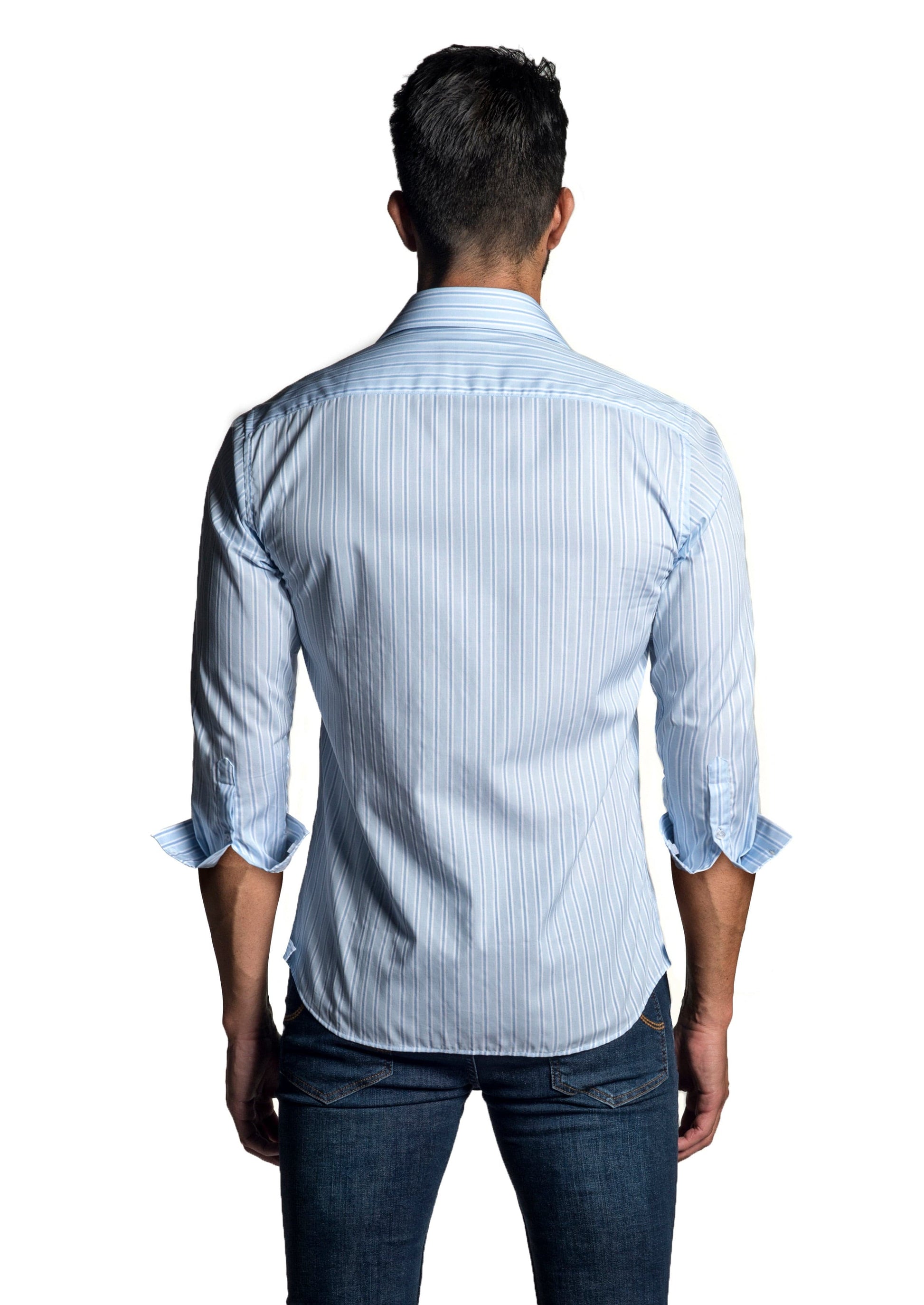 Blue + White Long Sleeve Shirt T-6616 - Back - Jared Lang