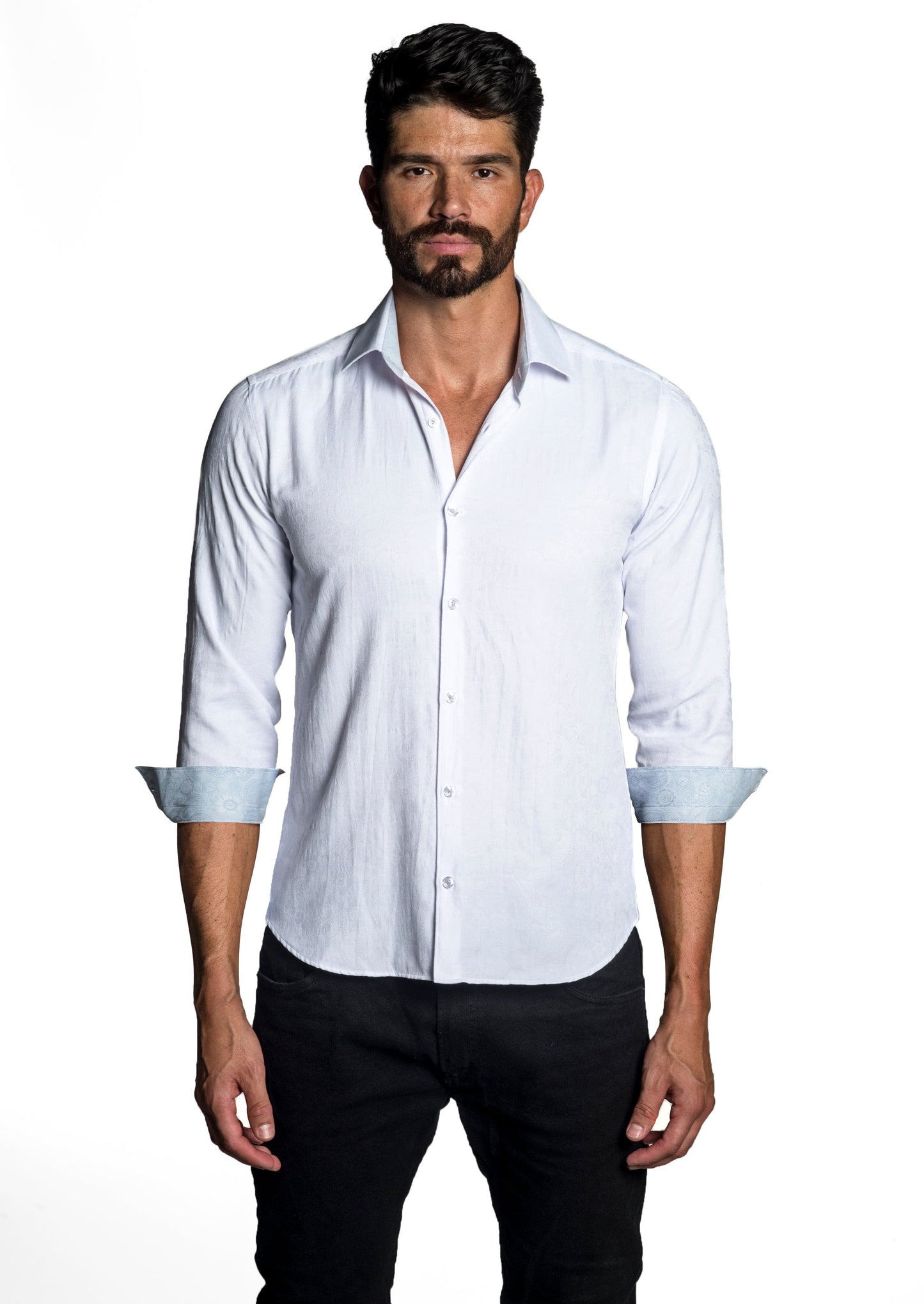 White Long Sleeve Shirt T-6639 - Front - Jared Lang