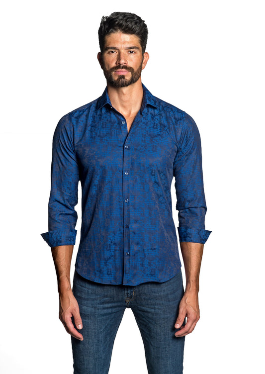 Dark Navy Long Sleeve Shirt T-6645 - Front - Jared Lang
