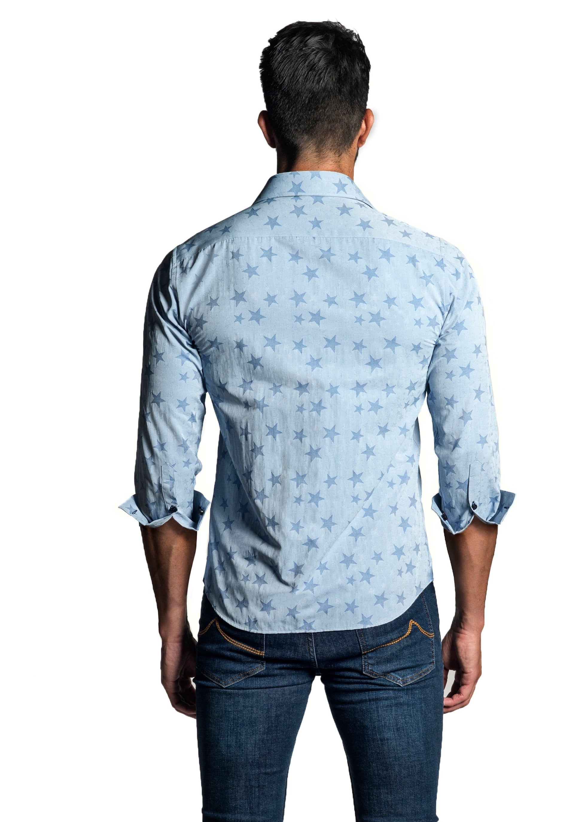 Light Blue Long Sleeve Shirt T-6646 - Back - Jared Lang