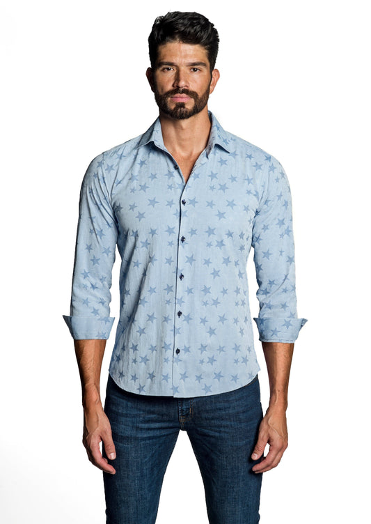 Light Blue Long Sleeve Shirt T-6646 - Front - Jared Lang