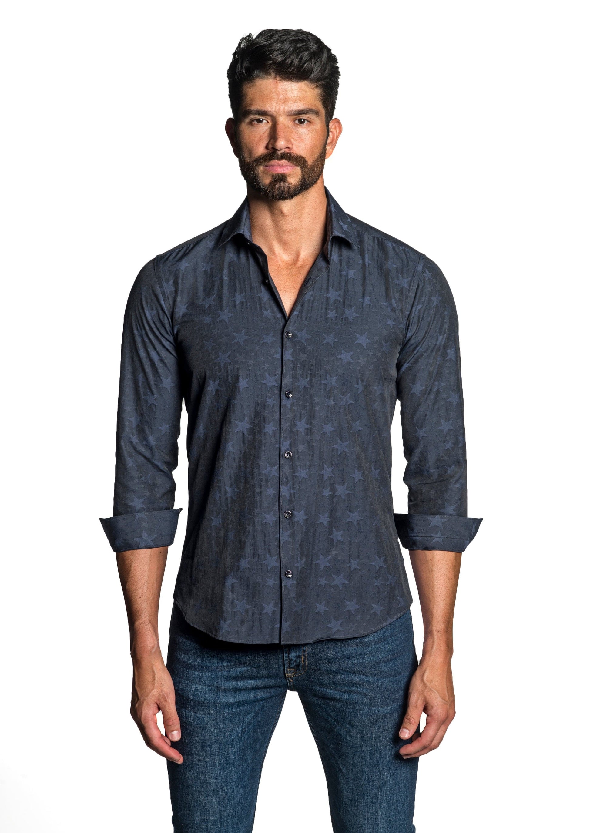 Black Long Sleeve Shirt T-6648 - Front - Jared Lang