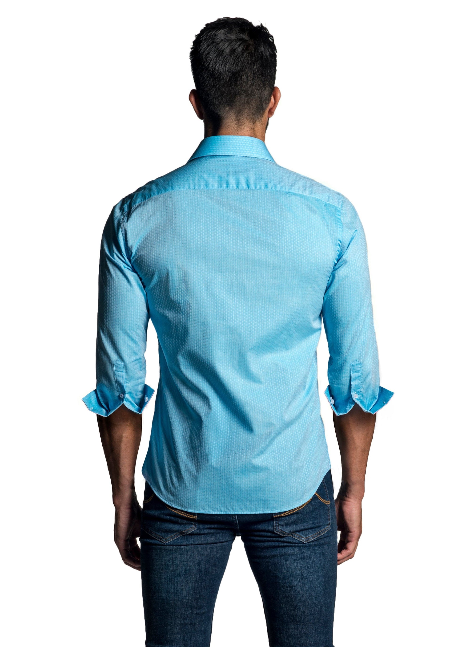 Turquoise Long Sleeve Shirt T-6655 - Back - Jared Lang