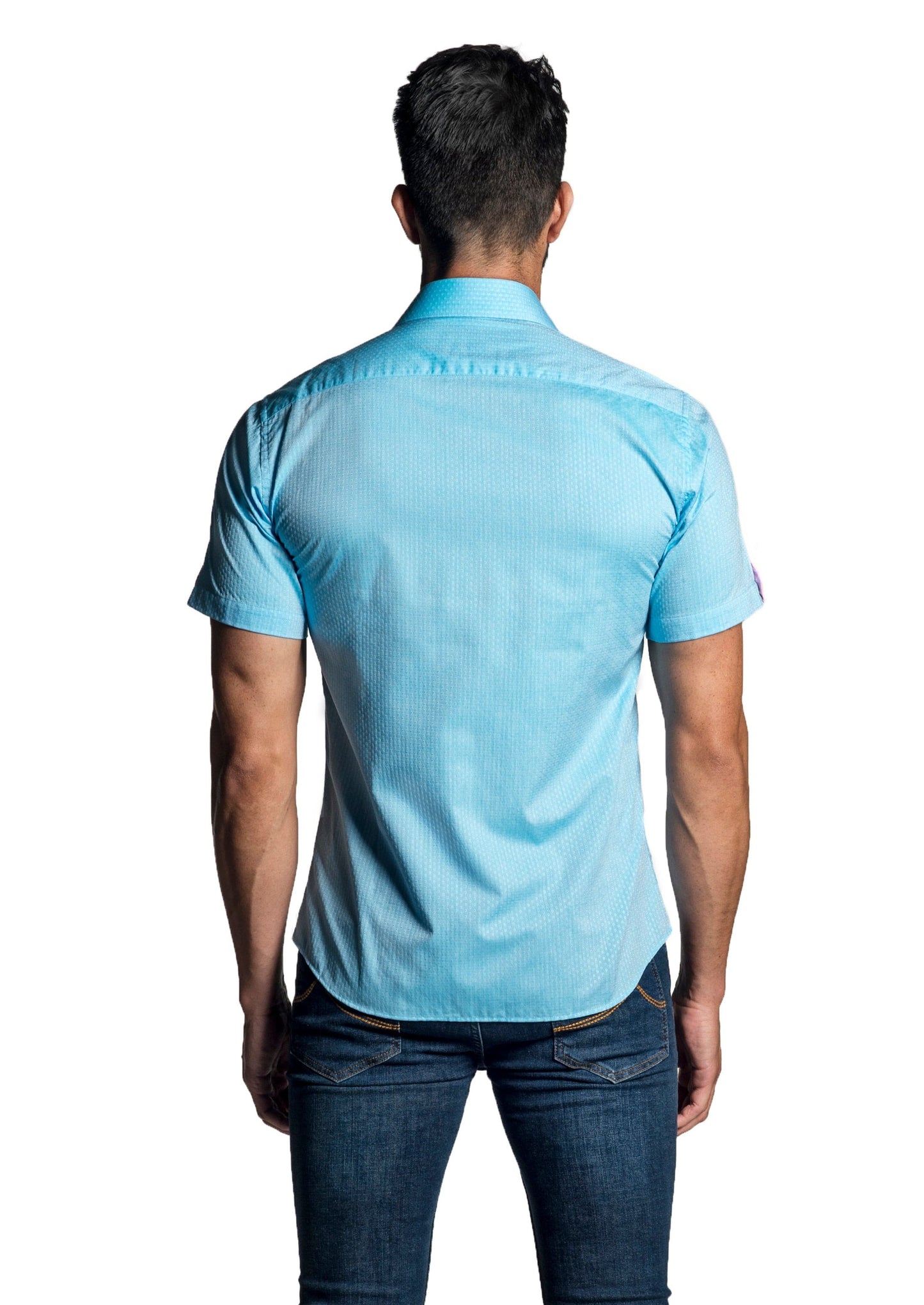 Turquoise Short Sleeve Shirt T-6655SS - Back - Jared Lang