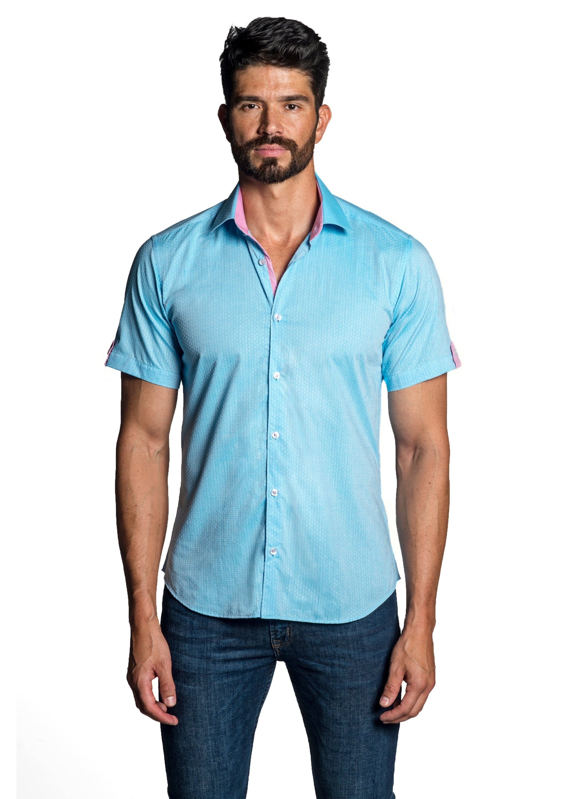 Turquoise Short Sleeve Shirt T-6655SS - Front - Jared Lang