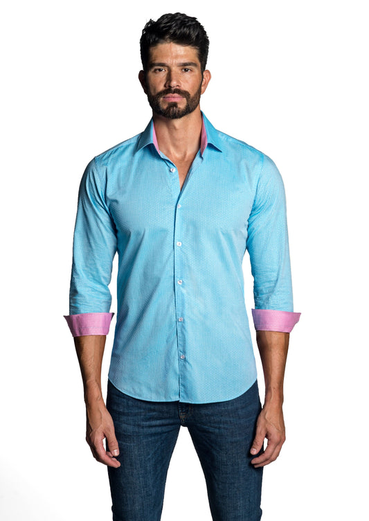 Turquoise Long Sleeve Shirt T-6655 - Front - Jared Lang