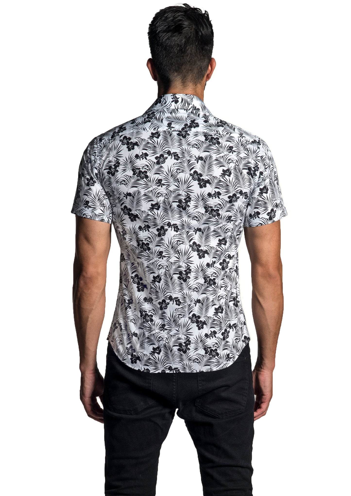 White - Black Short Sleeve Shirt T-6670SS - Back - Jared Lang