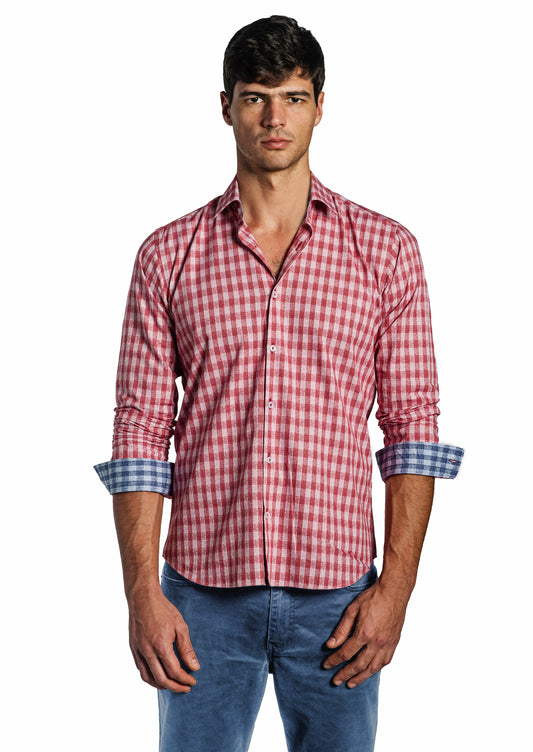Red Long Sleeve Shirt T-6701 Front