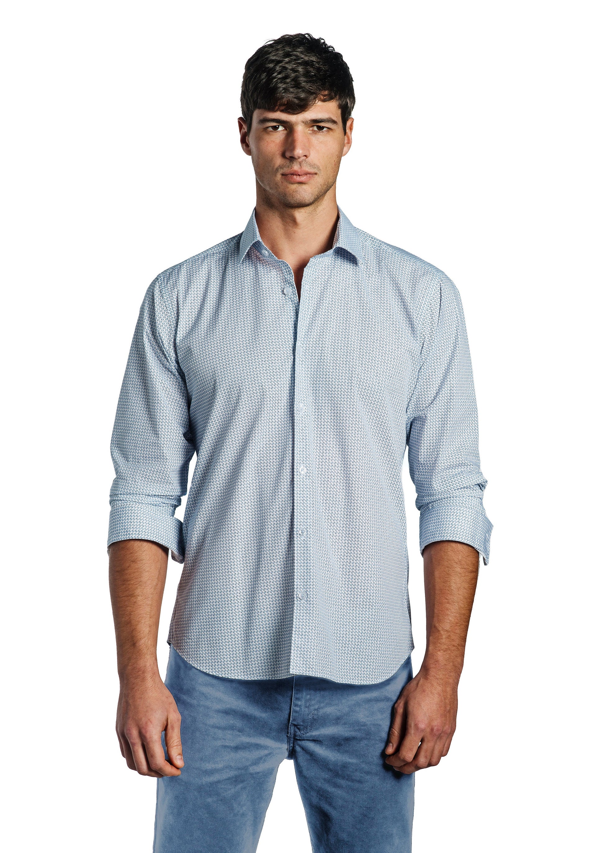 White Long Sleeve Shirt T-6704 Front