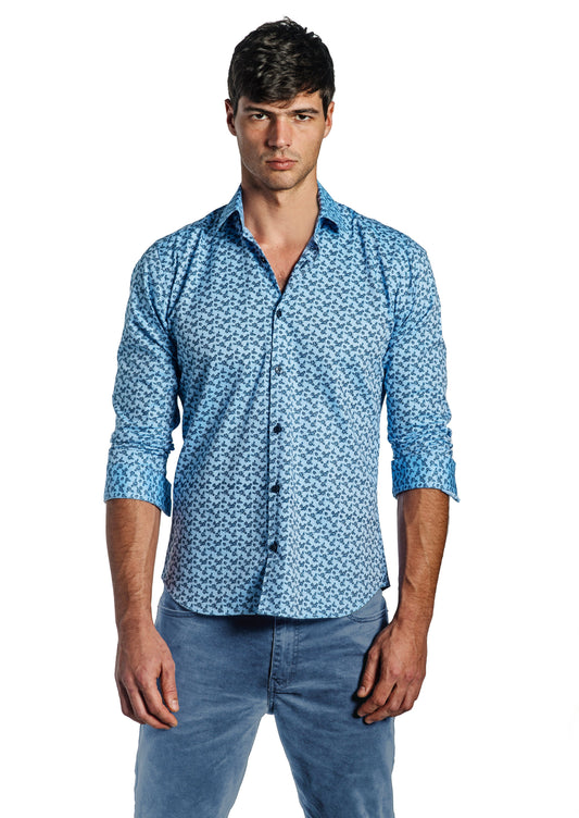 Blue Long Sleeve Shirt T-6705 Front
