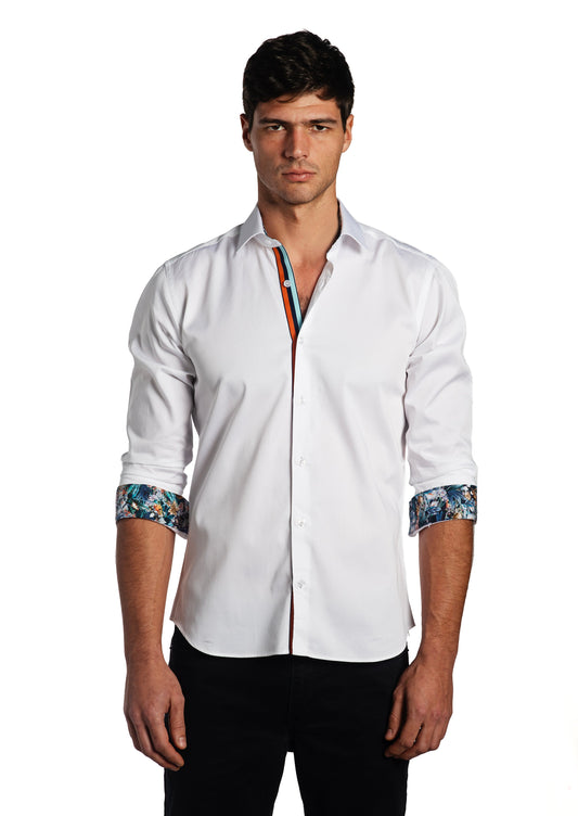 White Long Sleeve Shirt T-6710 Front