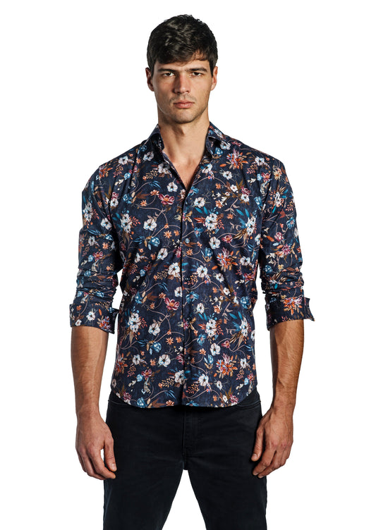 Navy Long Sleeve Shirt T-6712 Front