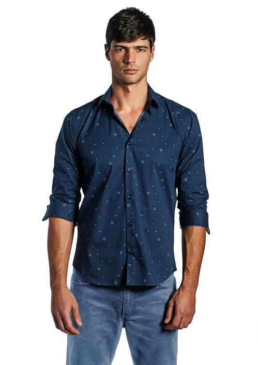 Dark Navy Long Sleeve Shirt T-6713 Front