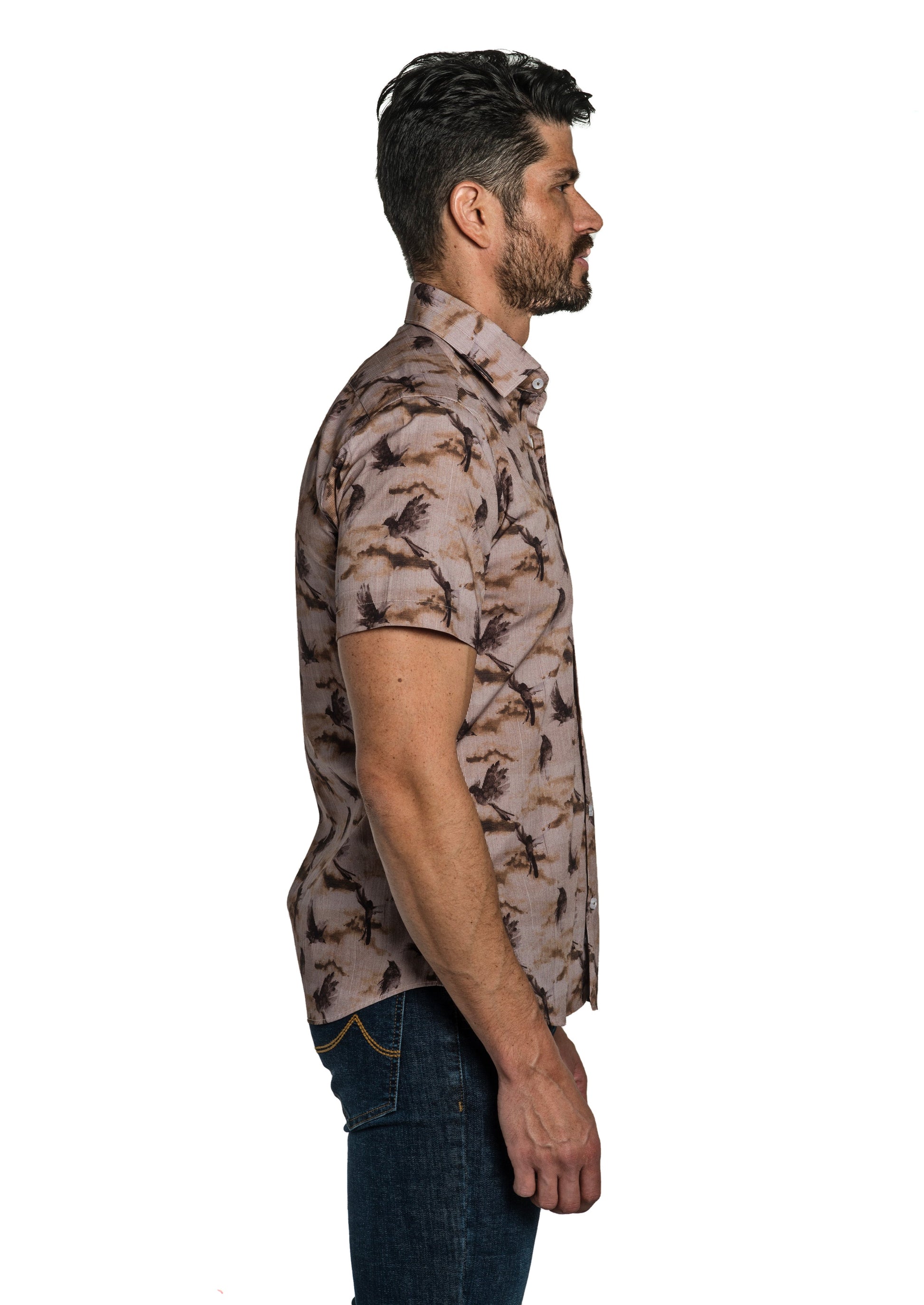 Brown Short Sleeve Shirt T-6750SS Side