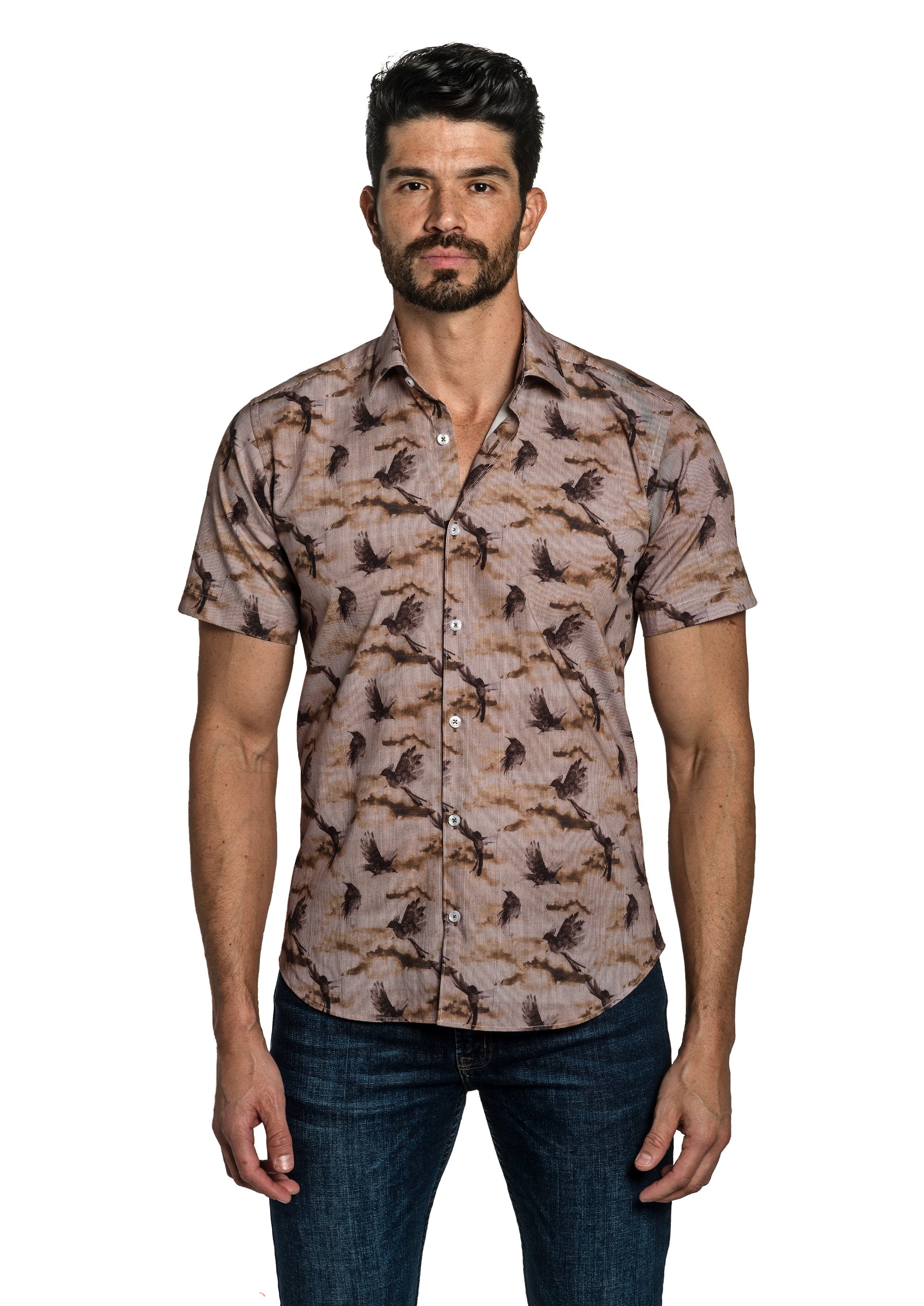 Brown Short Sleeve Shirt T-6750SS Front