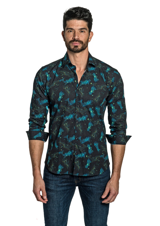 Black Long Sleeve Shirt T-6751 Front