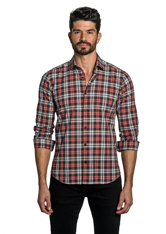 Red Check Long Sleeve Shirt T-6761 Front