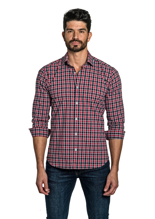Red + Black Long Sleeve Shirt T-6762 Front
