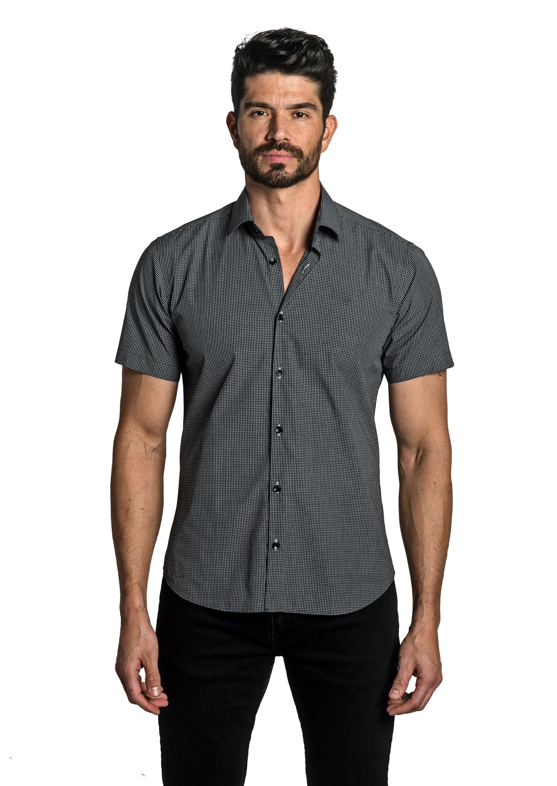 Black Short Sleeve Shirt T-6764SS Front