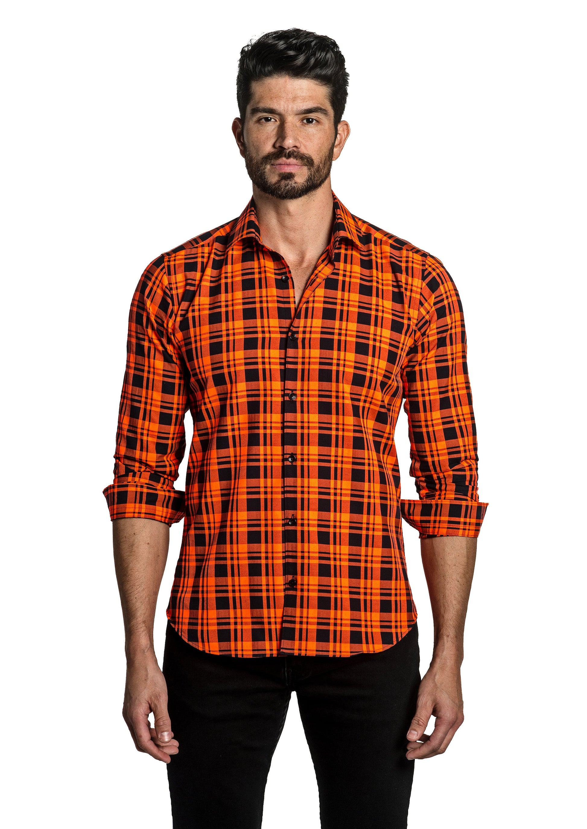 Red Check Long Sleeve Shirt T-6769 Front