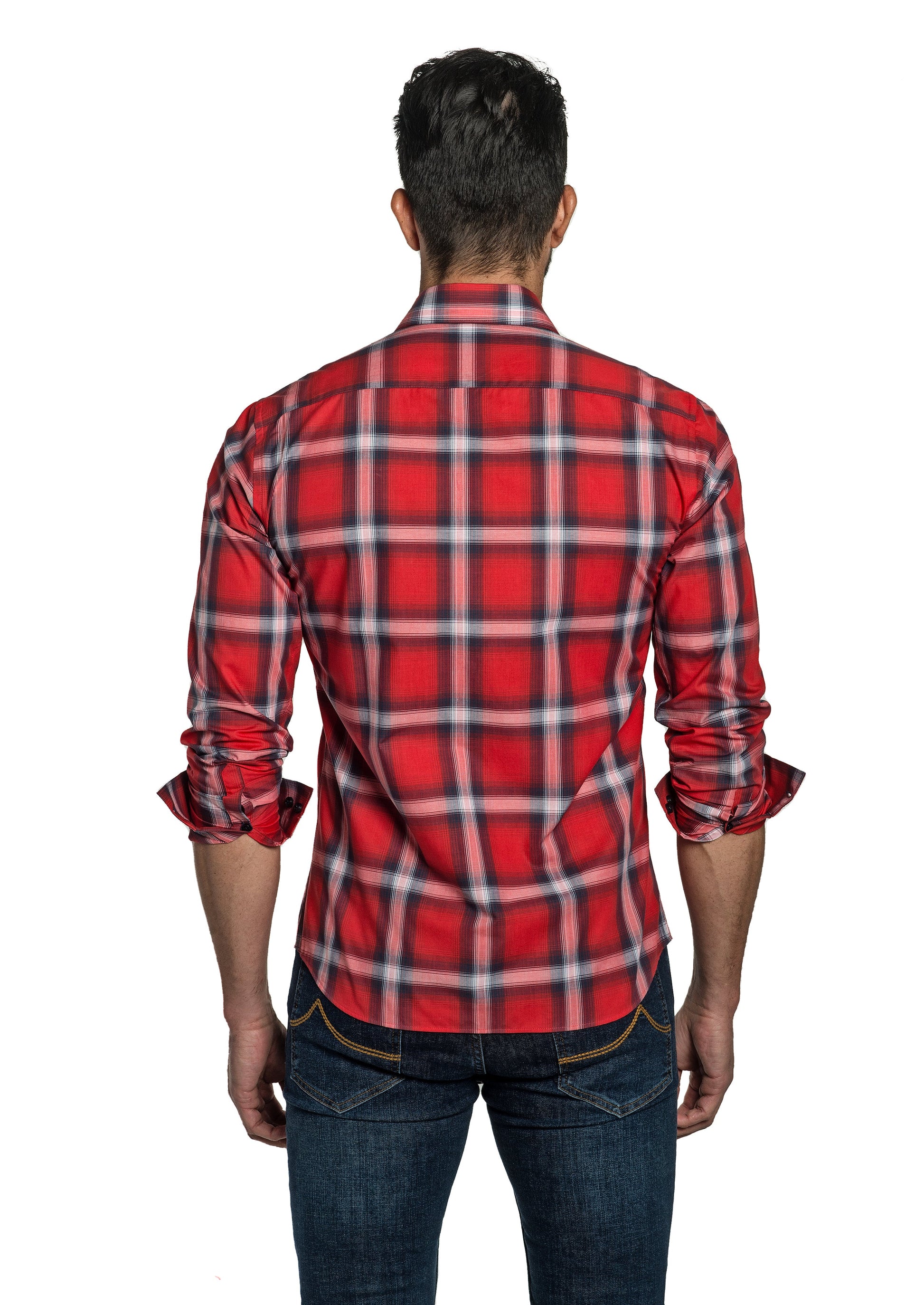 Red Check Long Sleeve Shirt T-6771 Back