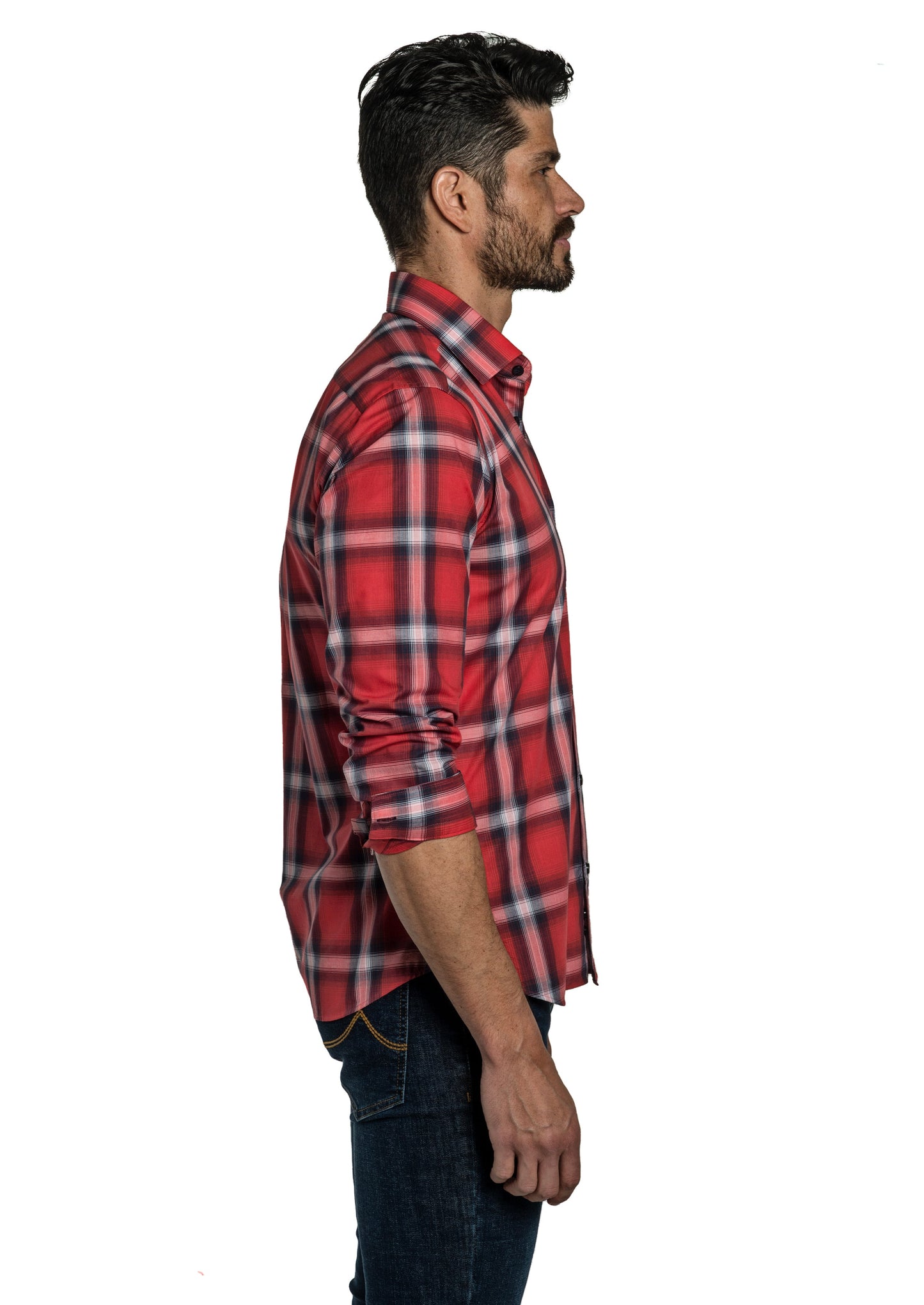 Red Check Long Sleeve Shirt T-6771 Side