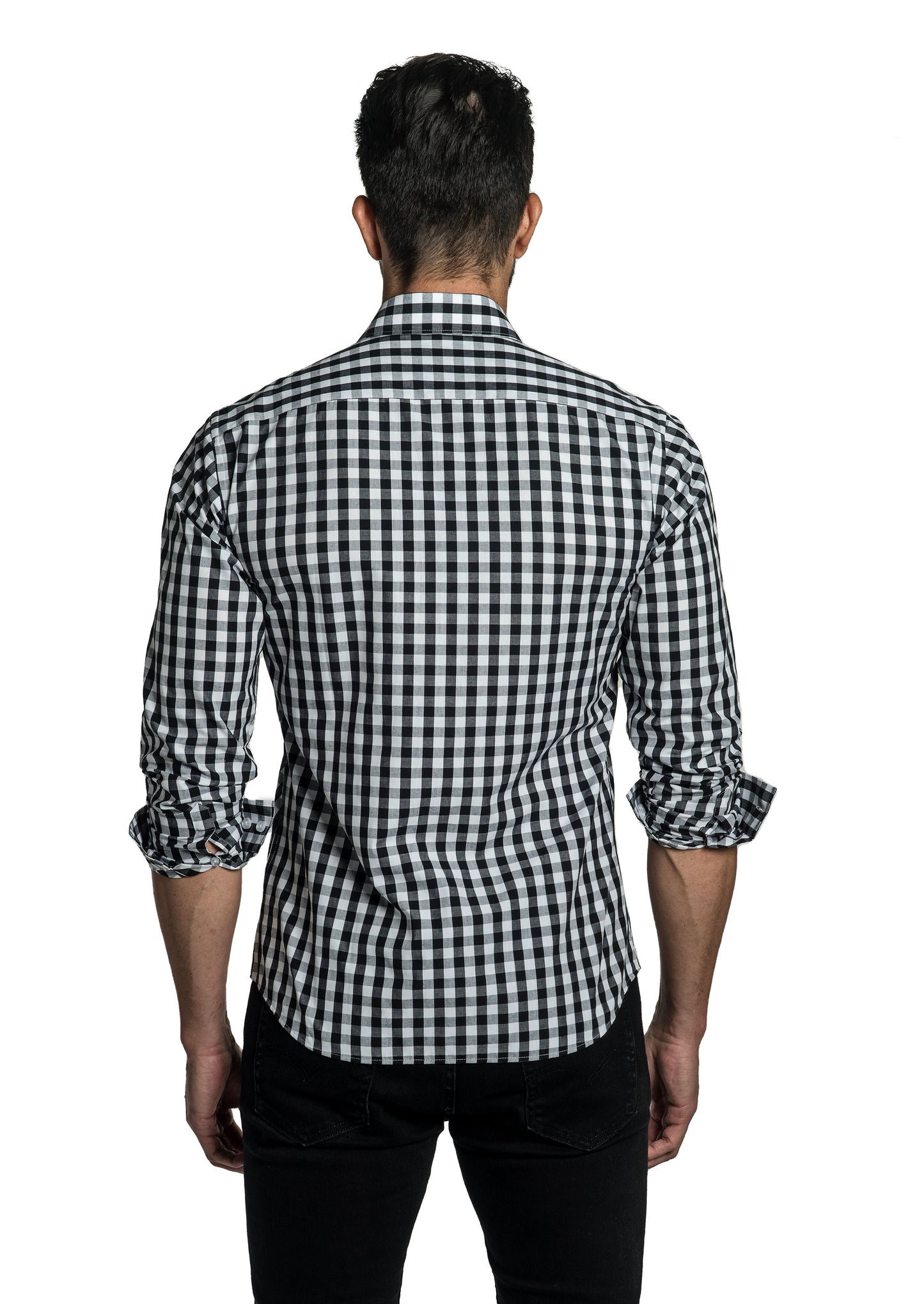 White + Black Long Sleeve Shirt T-6773 Back