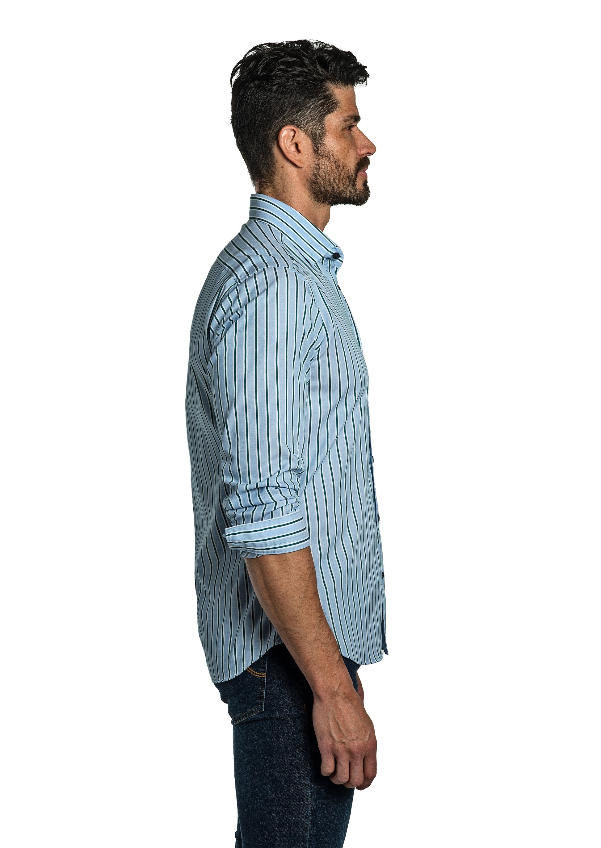 Blue Stripes Long Sleeve Shirt T-6774 Side