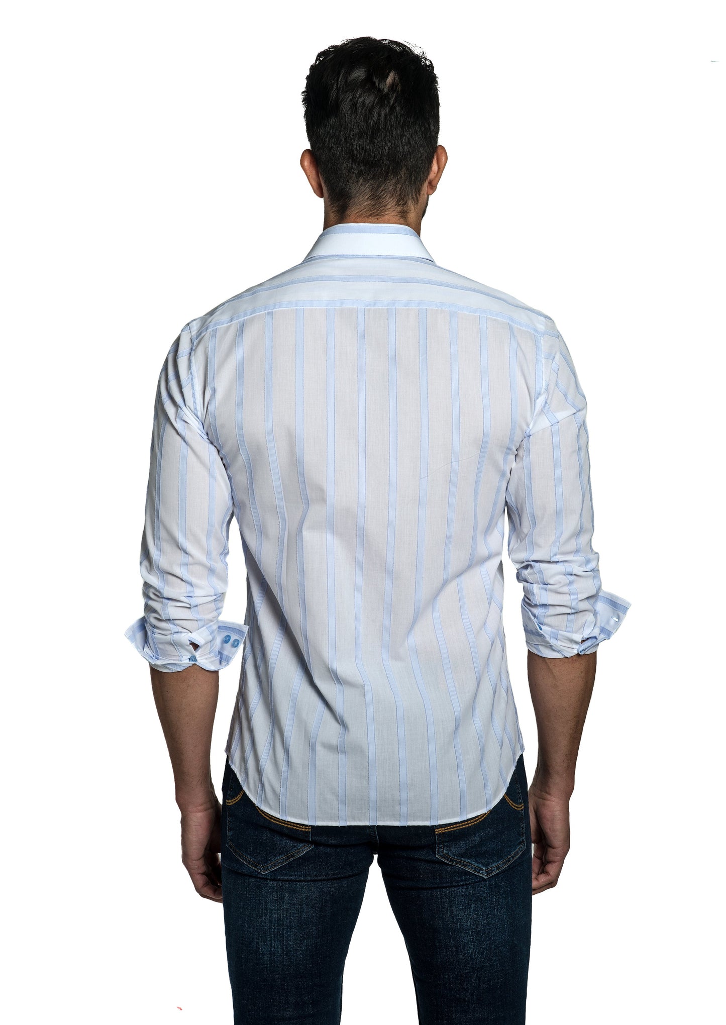 Grey + Blue Long Sleeve Shirt T-6775 Back